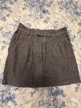 Free People Gray Herringbone Pencil Skirt
